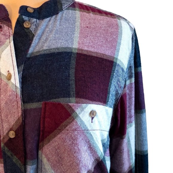 Plaid Button-Up Tunic Top - Picture 2 of 4